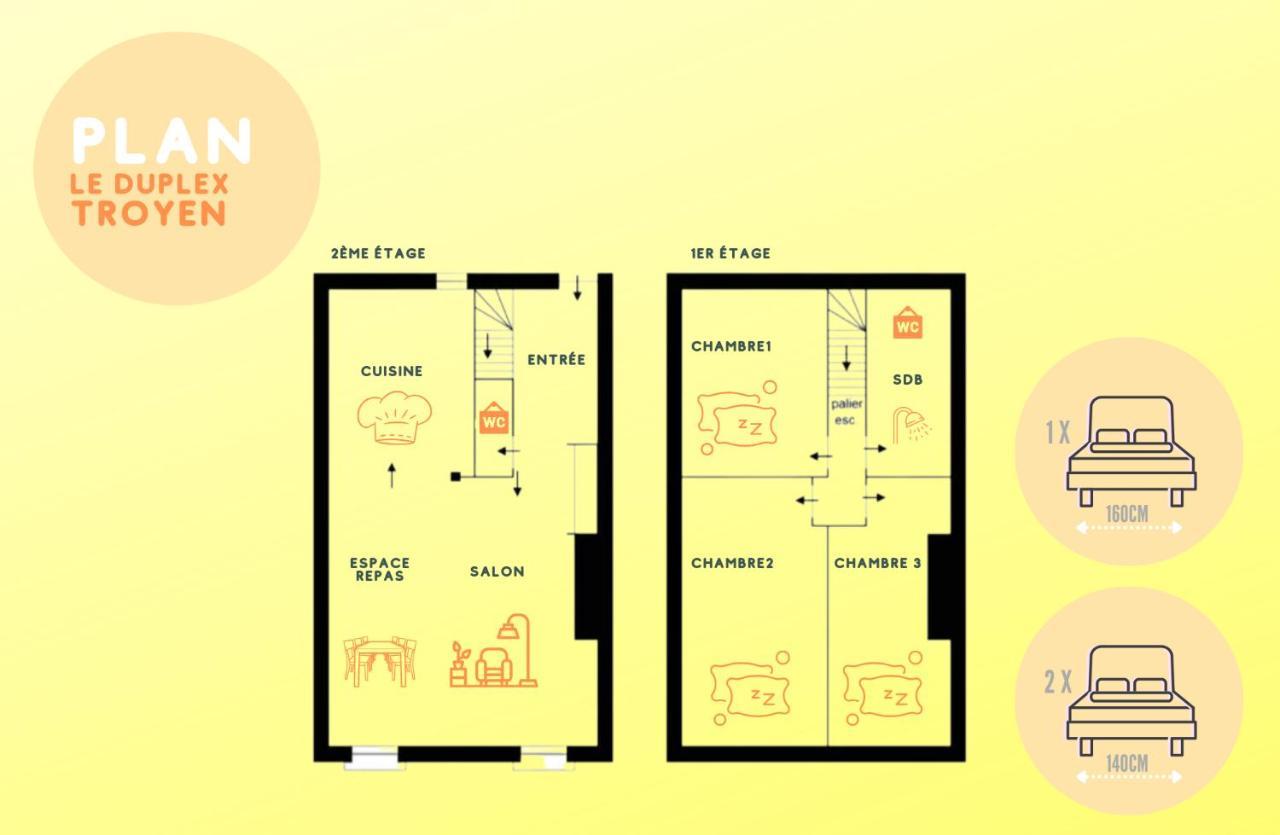 Le Duplex Pasteur - 5 Min Hypercentre - Ideal Groupe - Parking Gratuit 트루아 외부 사진