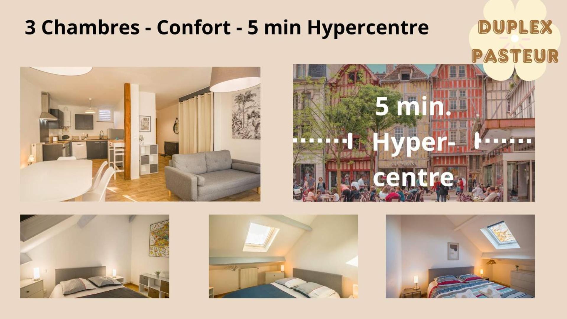 Le Duplex Pasteur - 5 Min Hypercentre - Ideal Groupe - Parking Gratuit 트루아 외부 사진